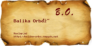 Balika Orbó névjegykártya